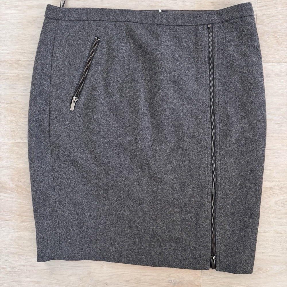 J Crew The Pencil Skirt 12 Gray Wool Blend Zip Career Office Classic Women's